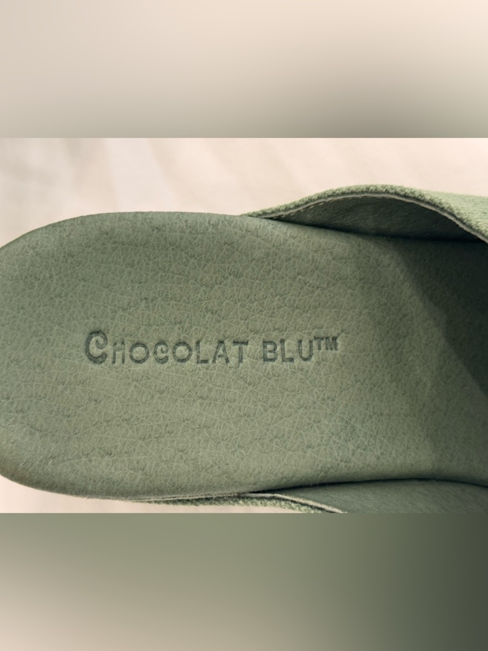 Chocolat Blu Olive Green Open-Toe Wedge Mule - Picture 4 of 7
